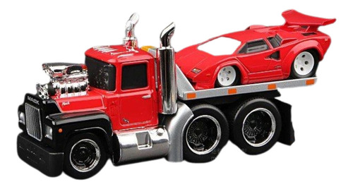 Miniatura Caminhão Mack R685st 1980 E Lamborguini Countach 1 Cor Vermelho