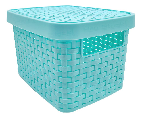 Caja Organizador Pvc Rattan Con Tapa / 28x21x17cm Hsk