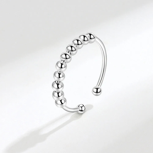 Imagen 4 de 6 de Anillo De Acero Inoxidable Antiansiedad Estres Con Cuentas
