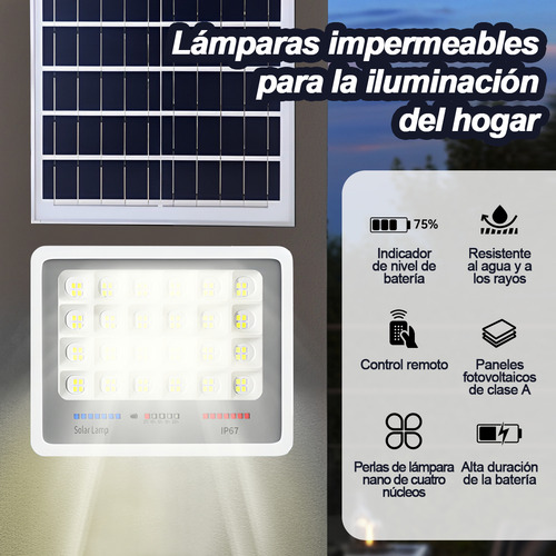 Lámpara Solar Portátil Kit Panel Control Remoto Recargable