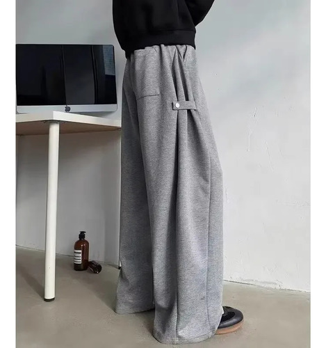 Pantalones Casuales Tipo Recto De Talle Medio Sin Cinturón