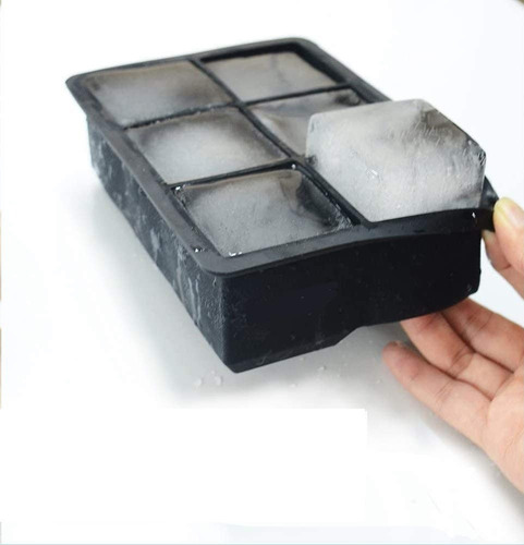 Molde Para Hielo Cubos Grandes 2 - 6 Espacios Color Negro
