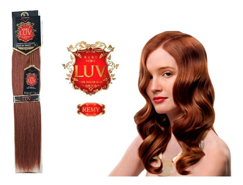 Extension De Cabello Luv Remy 18pLG 100% Natural Rojo Cobriz Color #33: ROJIZO COBRIZO