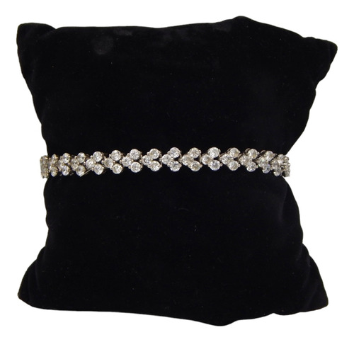 Pulsera De Plata Elegante: Corazones Y Circones Brillantes