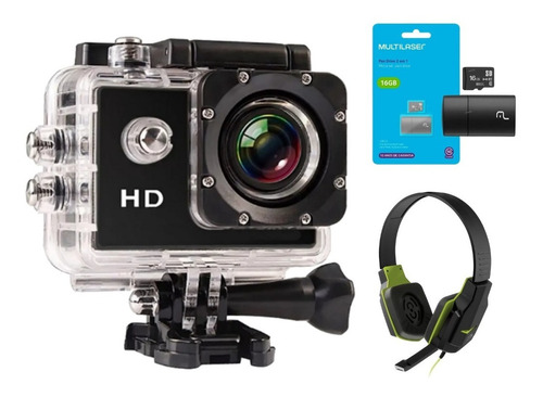 Webcam Camera De Ação Prova D'água Capacete Fone Gamer Sd 