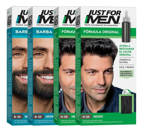 Pack 2 Barba Y Bigote + 2 Tinte Tono Negro 28 Gr