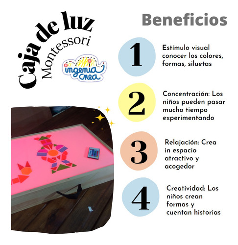 Caja De Luz Sensorial Ingeniacrea Regio Emilia 40x60+figuras