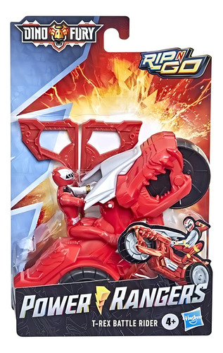 Figura roja de Power Ranger y T-rex Battle Rider de Hasbro