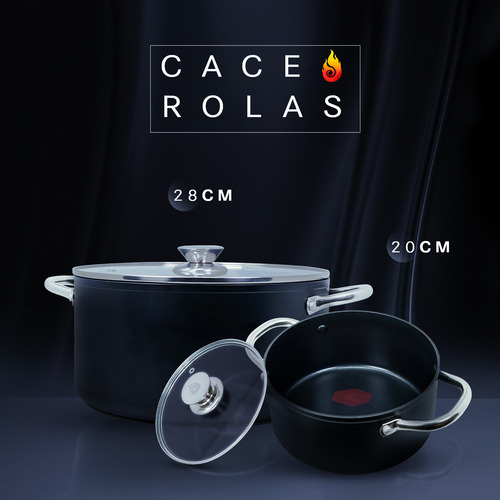 Set De Ollas Cacerolas Titan Black De Titanio Negro