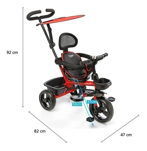 Imagen 3 de 6 de Triciclo Infantil Reforzado Manija Direccional Fit 9lunas