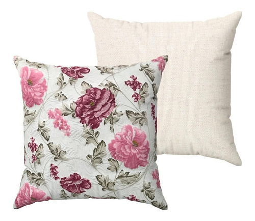 Kit 2 Capas De Almofada Grande 60x60 Confort Floral Rosa Cru Florido