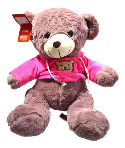 Osito Esponjoso De Peluche Con Sudadera Fucsia Marca Duoli