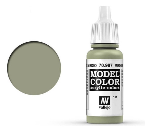 Vallejo Model Color 17ml Pintura Acrílica Color 111 Gris Medio 70.987