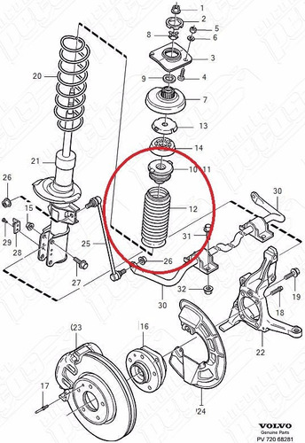 Coifa Batente Amort Diant Volvo S80 2.4 1999-2006 Original