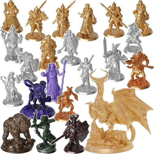 Lote 22 Miniaturas Rpg Dnd Jogo Mesa Dragão Classes Raças 