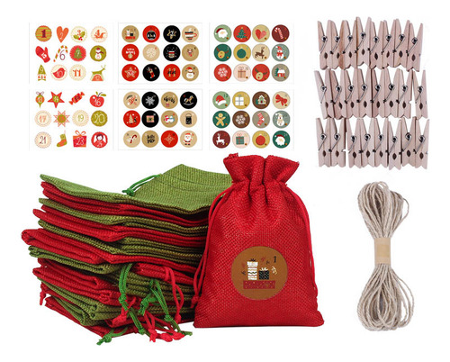 24 Burlap Bags Jute Sacks Christmas Candy Gift Ornaments