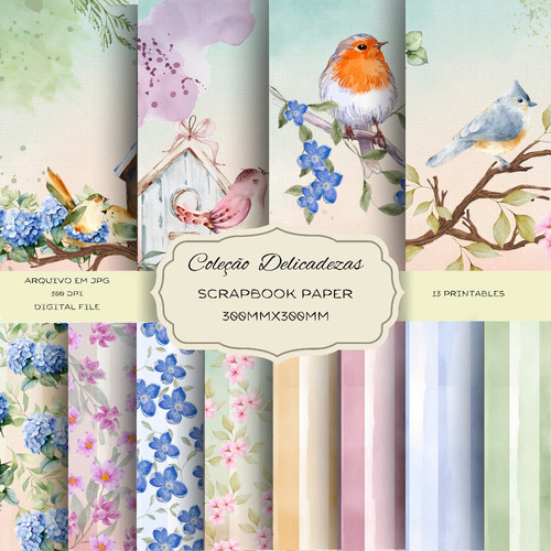 Arquivos Digitais- Kit Coordenado Papel Scrapbook