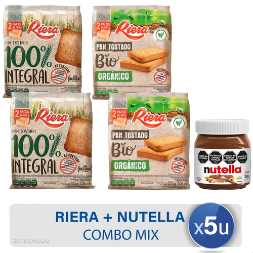 Combo Tostadas Riera + Nutella Crema Avellana - Mejor Precio