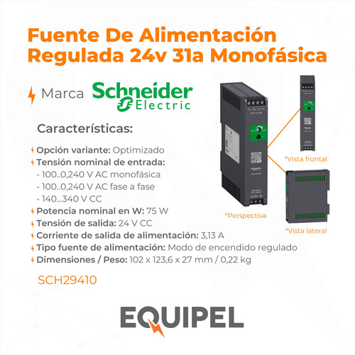 Fuente De Alimentación Schneider Regulada 24v 31a Monofásica