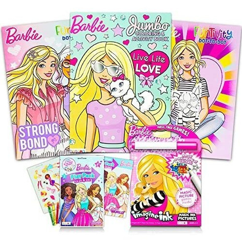 Libro Para Colorear Y Actividades De Barbie Super Set 4 Barb