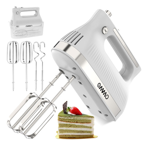 Batidora De Mano Eléctrica 5 Velocidades Botón emergente con un solo clic Ajuste de la velocidad con un solo toque Color Blanco Frecuencia 60hz 300W OMMO