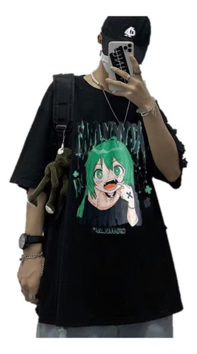 Camiseta De Manga Curta Estilo Hip-hop Anime Girl Fashion