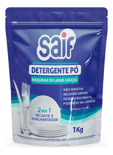 Detergente Em Pó Lava Louças Saif 1kg