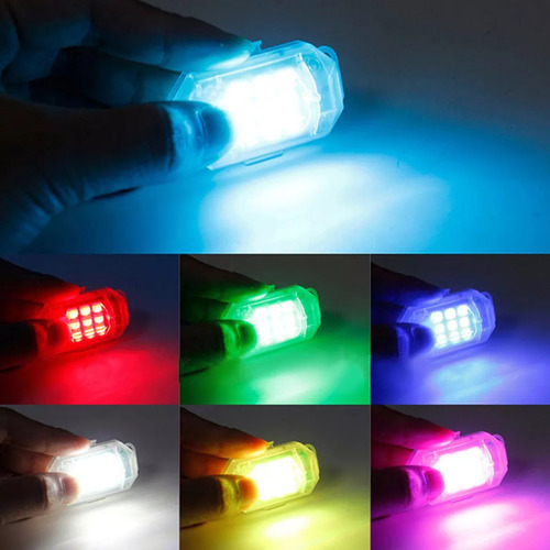 Luz Estroboscópica Led Para Motocicletas 7 Colores Recargabl