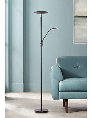 Decker Modern Contemporary Torchiere Floor Lamp With Reading
