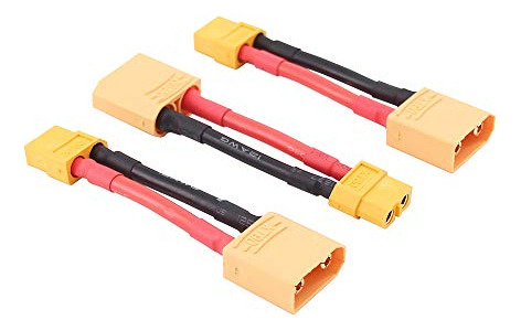 Pack De 3 Adaptadores Xt90 A Xt60 Con Cable 12awg 5cm