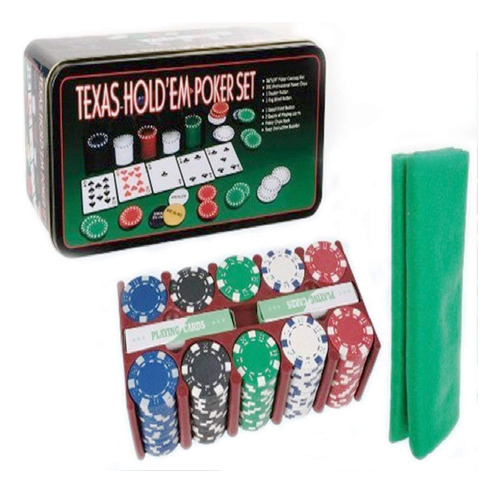 Fichero Poker Texas Holdem 200 Fichas Cartas Paño Black Jack