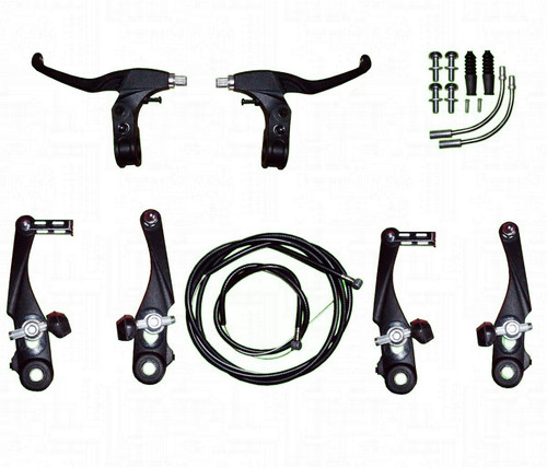 Imagen 1 de 9 de Kit Frenos V-brake Para Bicicleta Resina Completo Con Cables