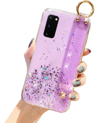 Funda Samsung Brillo Con Sujetador Anticaídas De Moda + Mica