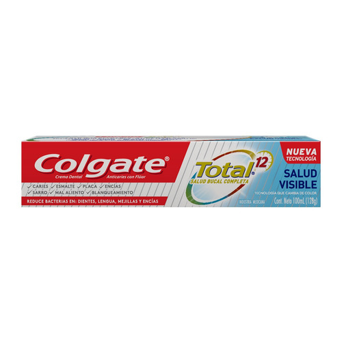 Imagen 1 de 3 de Pasta dental Colgate Total 12 Salud Visible en crema 128 g
