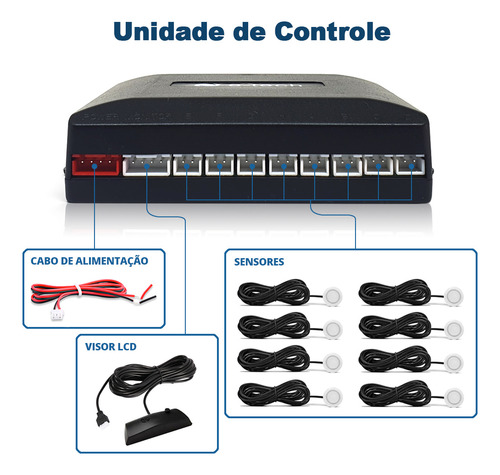 Retrovisor Lcd + Câmera + Sensor 8 Pontos Branco Fox 2009