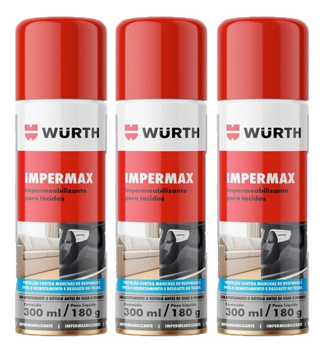 03 Impermax Wurth Impermeabilizante Tecido Sofá Capa Bancos