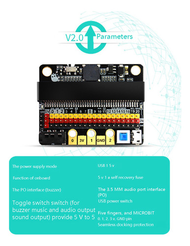 2x Para La Placa De Expansión Microbit Iobit V2.0 Micro:bit