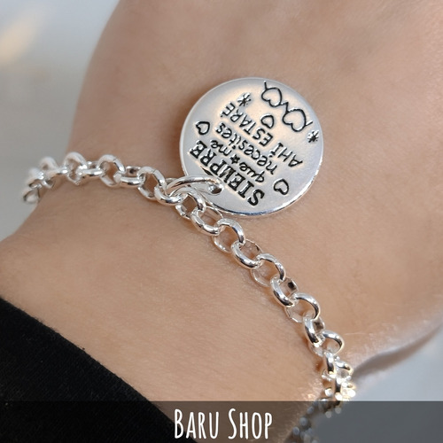 Imagen 6 de 9 de Pulsera Acero Blanco Con Frase Siempre Que Me Necesites