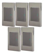 Comprar Kit De 5 Apagadores Sencillos Color Acero Inoxidable