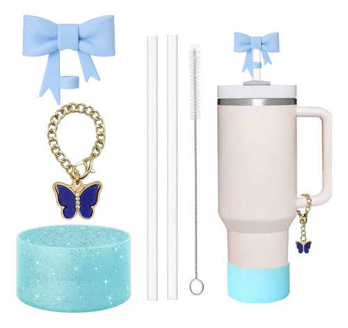Kit De 6 Artículos Para Termo Vaso Stanley O Generico Celeste