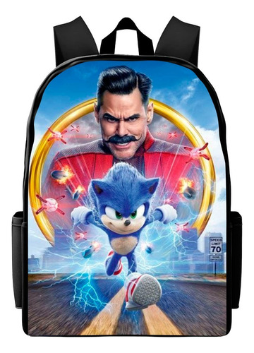 Bolsa Mochila Volta As Aulas Infantil Várias Estampas Sonic Desenho Do Tecido Sonic M20