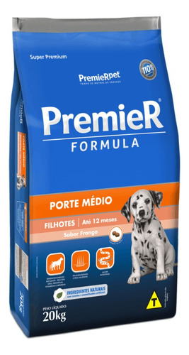 Ração Premier Formula Cães Filhotes Porte Médio Frango 20kg