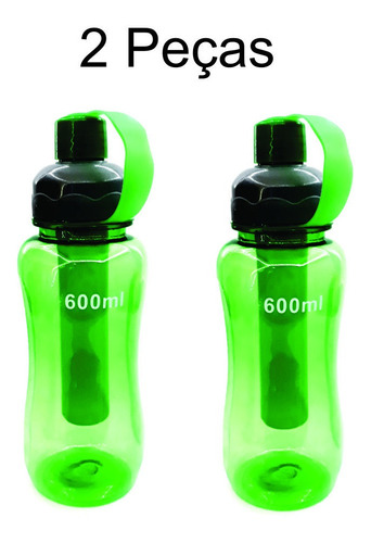 Garrafas Para Academia Água Squeeze Gelo 600ml - Verde