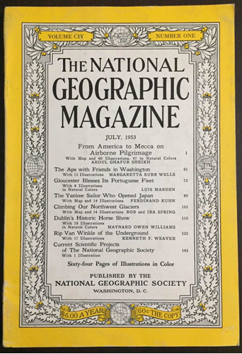 Revista National Geographic Julio 1953. Publicidad Cocacola