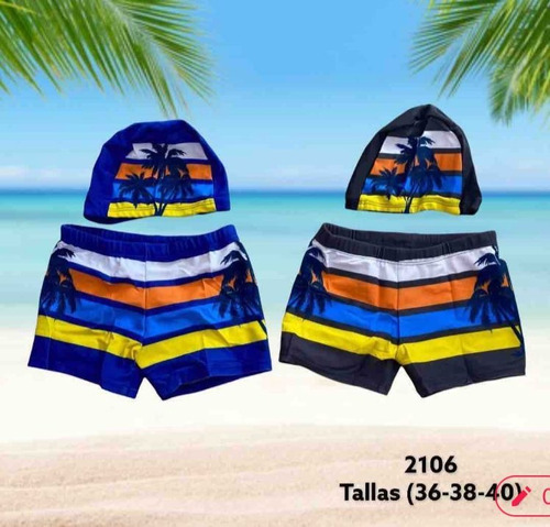 Traje De Baño Niño Short + Gorro 