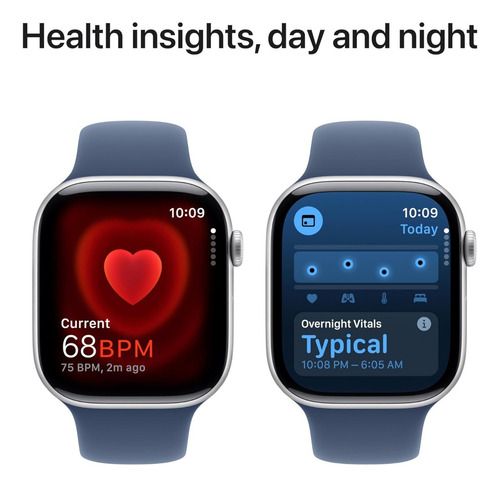 Funda De Aluminio Plateado Para Apple Watch Series 10 Gps 46 Mm Con Correa Deportiva Vaquera M/l Envío Más Rápido