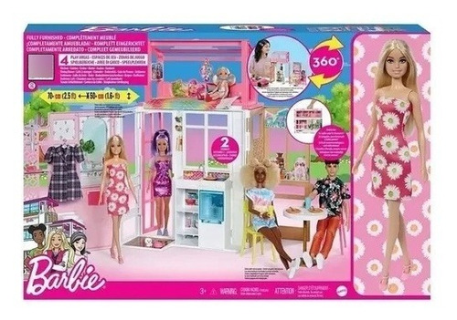 Barbie Playset Boneca E Casa Glamour Close E Go Mattel Fxg55