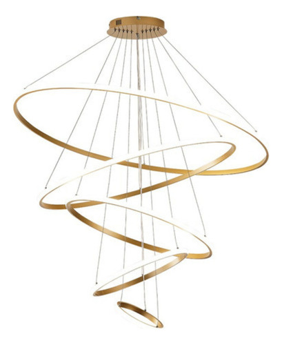 Lustre Led Moderno Pendente Anéis 5 Arcos Pé Direito Duplo