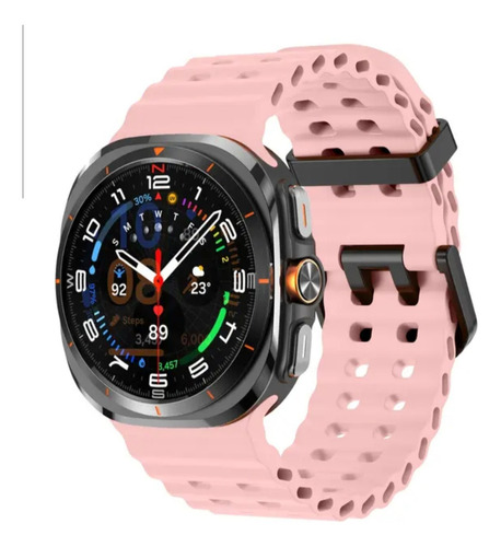 Relogio Inteligente Smartwatch Tf7 Ultra Amoled Nfc Esporte Caixa Preto Pulseira Rosa Bisel Tft Amoled Desenho Da Pulseira Marine