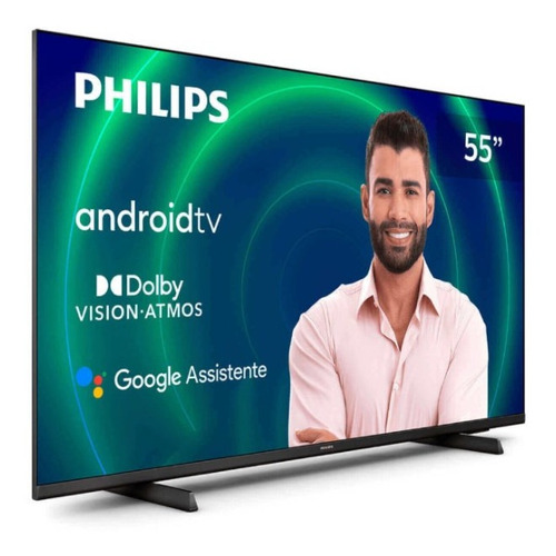 Imagem 1 de 6 de Smart Tv Philips Android 55 4k Comando De Voz 55pug740678
